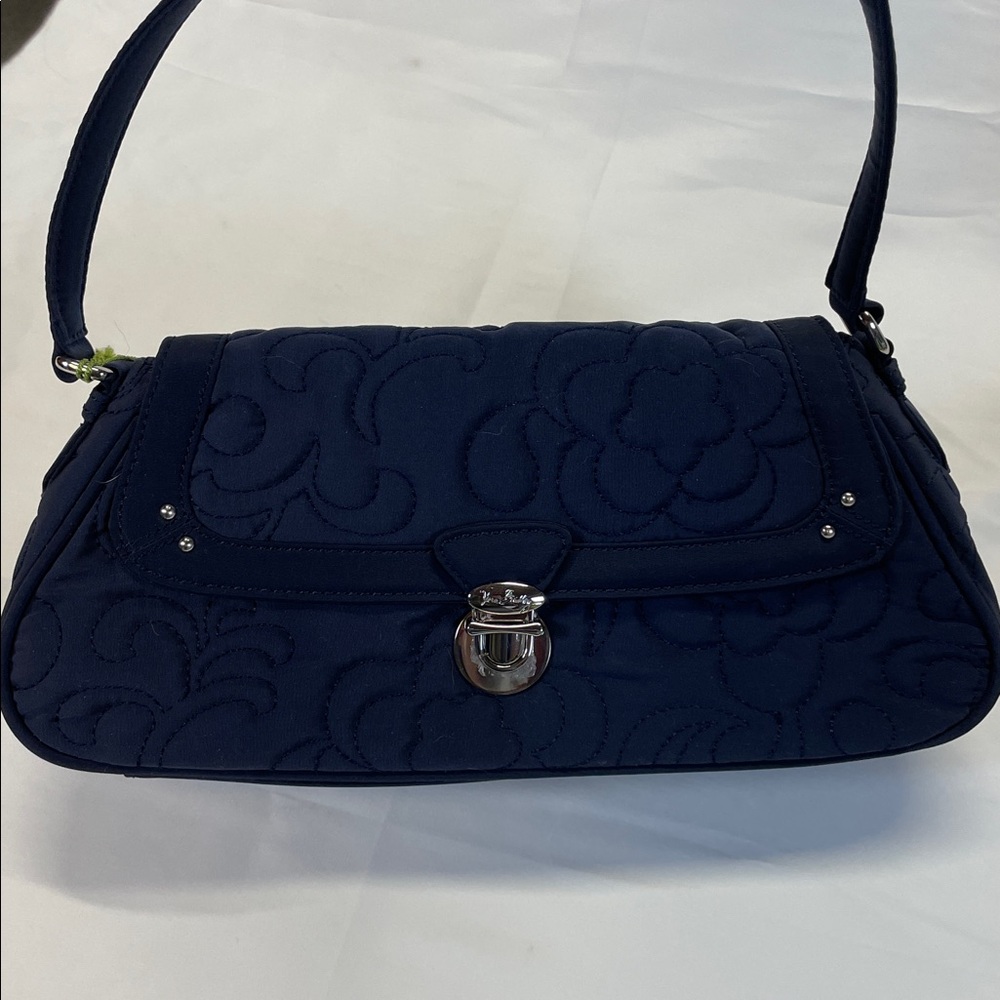 Vera Bradley Navy Quilted Petite Shoulder Bag Turn Lock Purse NWT - Picture 12 of 13